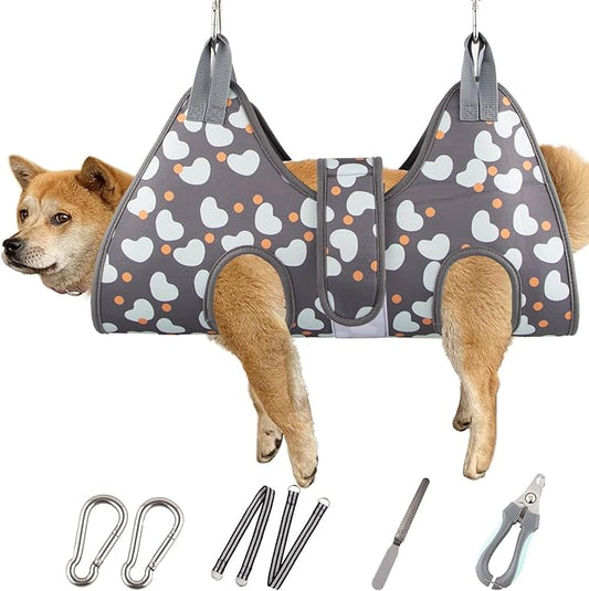 ATESON Dog Grooming Hammock with Nail Clippers/Nail Trimmers, Dog Grooming Harness for Nail Trimming, Pet Grooming Sling Helper for XL Large Dogs
