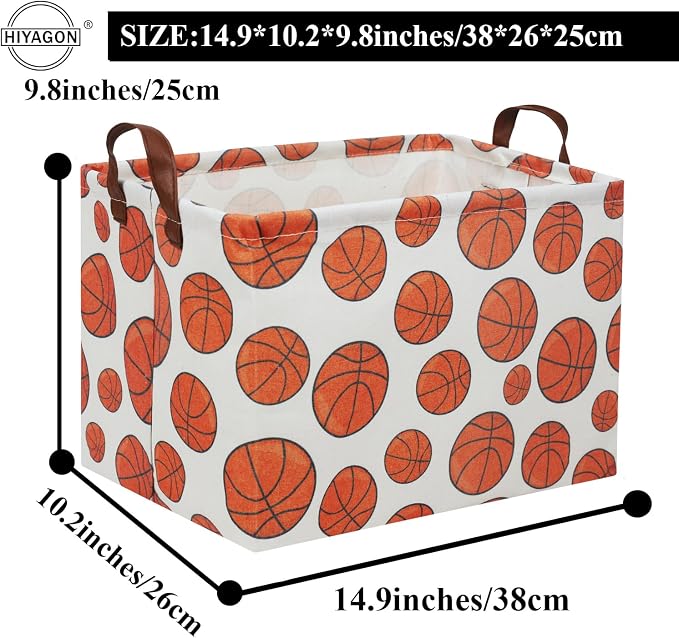 Rectangular Basketball Basket Kids Gift Basket Baby Toy Storage Bin Organizer Box Room Decor(Basketball)