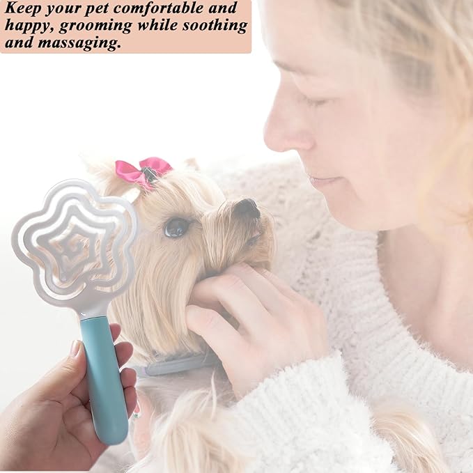 Star Shape Small Dog Brush - Soft Grooming Puppy Massage Brush, Pet Hair Bathing Brush Comb, Hangable Grooming Tool for Poodles, Teddy, Yorkies, Maltese, Shih Tzu, Chihuahua (Blue)