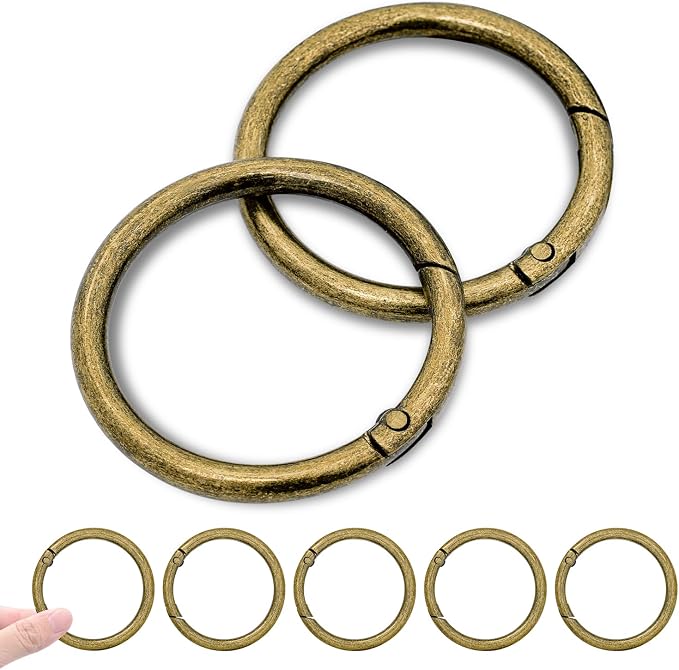 CooBigo 10Pack 2" Large Round Carabiner Clips, Metal Spring O Rings for Organizer Key Rings, Paracord Keychain Lanyard, Pet Chains, Purse Hardware, Key Snap Hooks DIY Accessory (Bronze)
