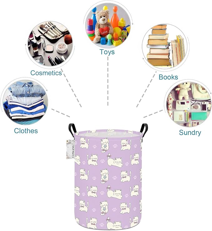 Cat Storage Bin Foldable Nursery Organizer Basket | Foldable with Waterproof PE Coating Organizer Bin for Kids Boys and Girls,Office,Bedroom,Clothes