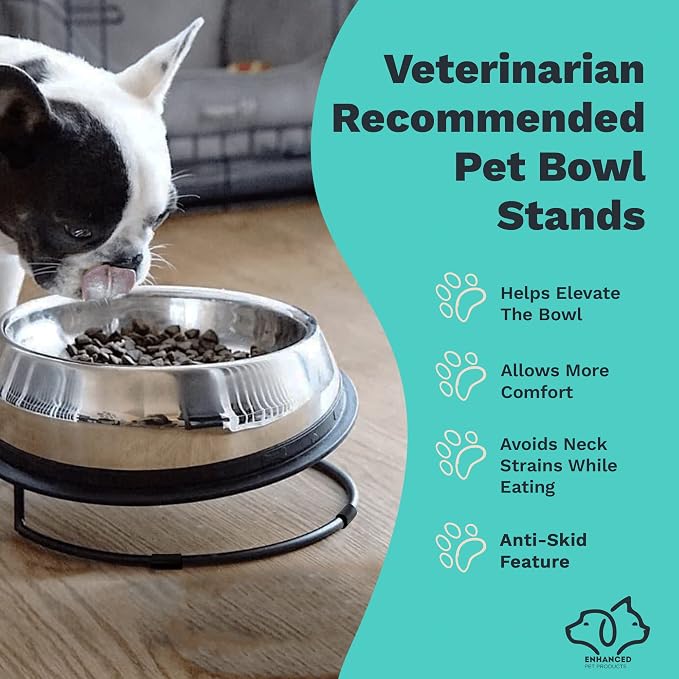 Enhanced Pet Bowl Stand - New Anti-Skid Feature - Dog and Cat Bowl Stand Exclusively for Use with The Corresponing Size Enhanced Pet Bowl (Small)