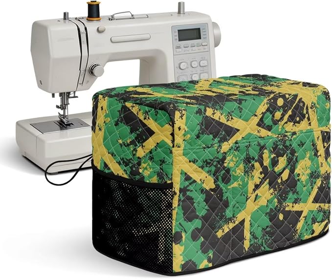 Sewing Machine Cover Polyester Febric Distressed Jamaica Camo | Dust Pet Hair Protection,Quilting Design,Fits Standard Singer,Brother Janome Machines,Protecting Decorating Your Sewing Space