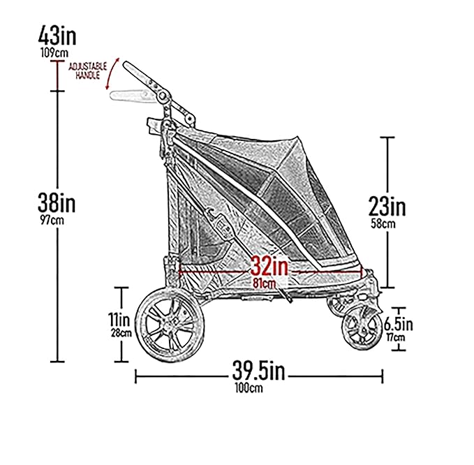 Pet Gear No-Zip Expedition Pet Stroller, Light Graphite | Dual Entry, Push Button Zipperless Entry, For Single or Multiple Dogs/Cats, Gel-Filled Tires