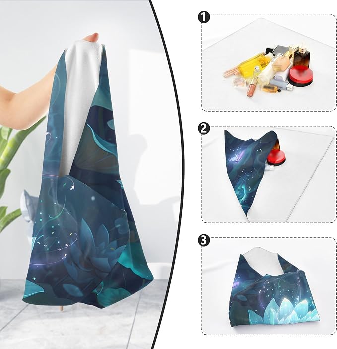 JIPONI Lotus Flower Makeup Bag, Self-Adhesive Magic Wrap Cloth, Portable Cosmetic Organizer, Camera Lens Protector, Travel Storage for Beauty Essentials, 17.7"x17.7"