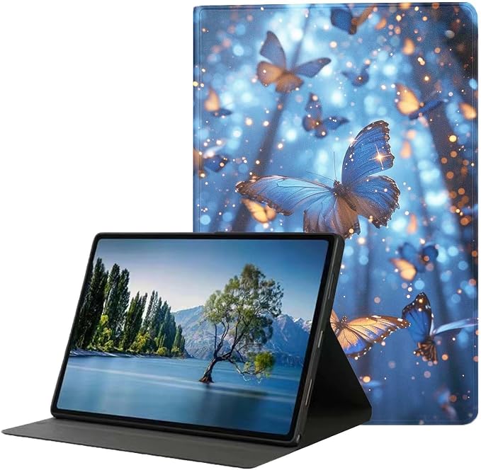 for Samsung Galaxy Tab A 8.4 Tablet Case SM-T307,Premium Leather Folio Stand Auto Wake/Sleep,Multiple Viewing Stand,Blue Butterfly