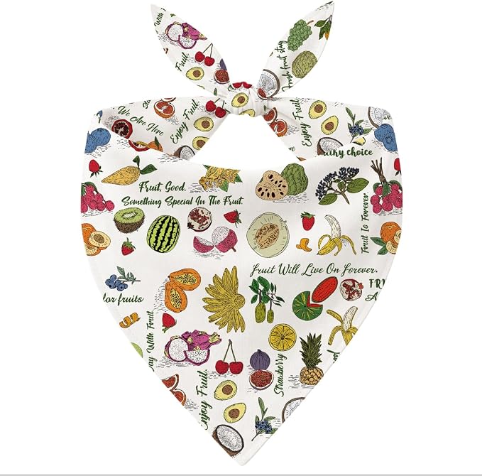 Tropical Fruit Dog Bandana, Watermelon Kiwi Avocado Pattern Pet Triangle Scarf for Small Medium Dogs, Cute Puppy Bandana for Daily Wear Picnic Birthday Party Family Photos