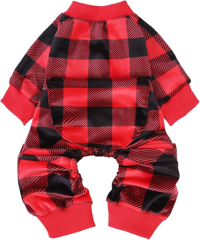 PUPTECK Soft Fleece Dog Pajamas for Small Medium Dogs, Dog Onesie Puppy Sweaters Clothes Jumpsuit Pjs, Cute Jammies Cat Coat Pet Costume Apparel
