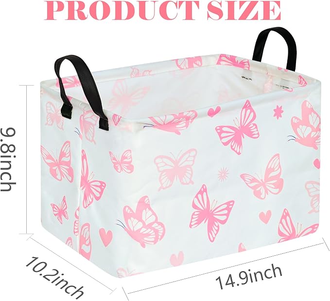 Storage Basket Home Shelf Basket Kids Organizer Box Clothes Laundry Hamper Nursery Bin Gift Laundry Basket with Handles for Home (Butterfly)