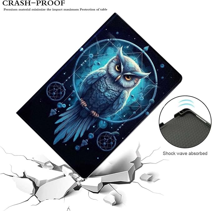 for Samsung Galaxy Tab A 10.1 Tablet Case 2019 Model T510 T515 T517,Premium Leather Folio Stand Auto Wake/Sleep,Multiple Viewing Stand,Owl Dreamcatcher