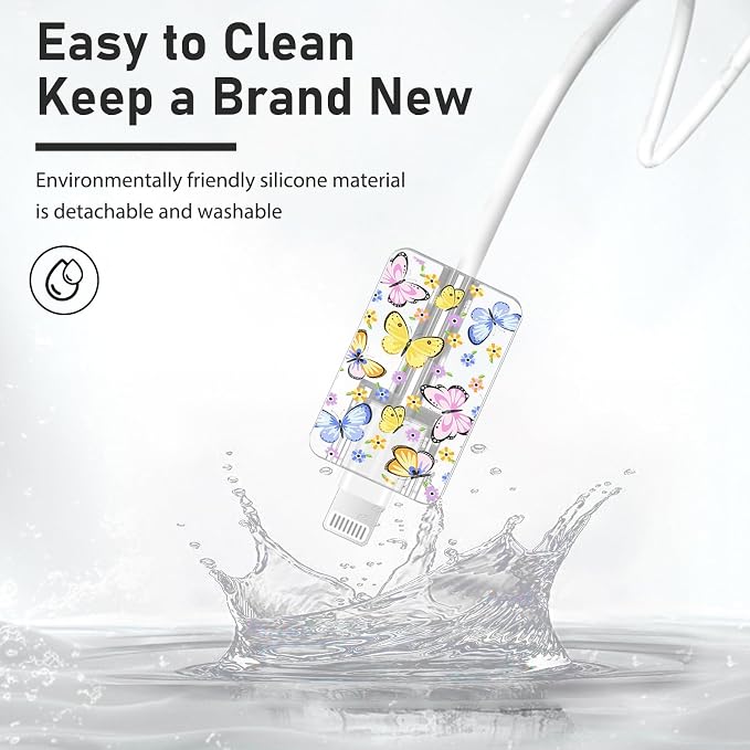 CameCosy Cute Cable Protector Compatible for iPhone Apple Charger with Pretty Colorful Butterflies Pattern,Data Cable USB Type C Cord Saver Phone Charger Protector for iPhone 11 12 13 14 15 Pro Max
