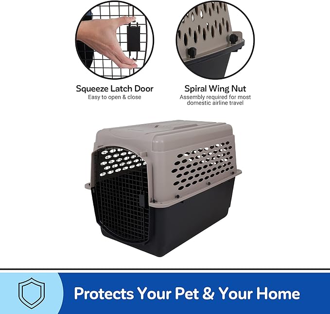 Petmate Vari Dog Kennel, Carrier for Large Dogs, 40in, Taupe and Black | Airline Friendly and Made of Durable Plastic, This Pet Crate Works Great for Home and Travel