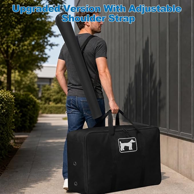 SIRUITON Thick 600D Dog Playpen Storage Bag Fits 45" H 8 Panels & 9 Stakes | Dog Fence Travel Bag for Foldable Exercise Pet Playpens Designed for Camping and RV Trips with Reinforced Double Handles