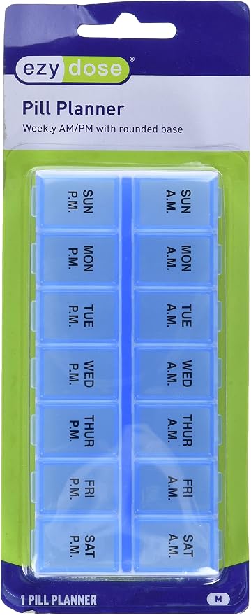 EZY DOSE Weekly (7-Day) AM/PM Daily Pill Case, Medicine Planner, Vitamin Organizer, Fish Oil Holder, Supplements Container, Medium Compartments, 2 Times a Day, Color May Vary, BPA Free (Pack of 3)
