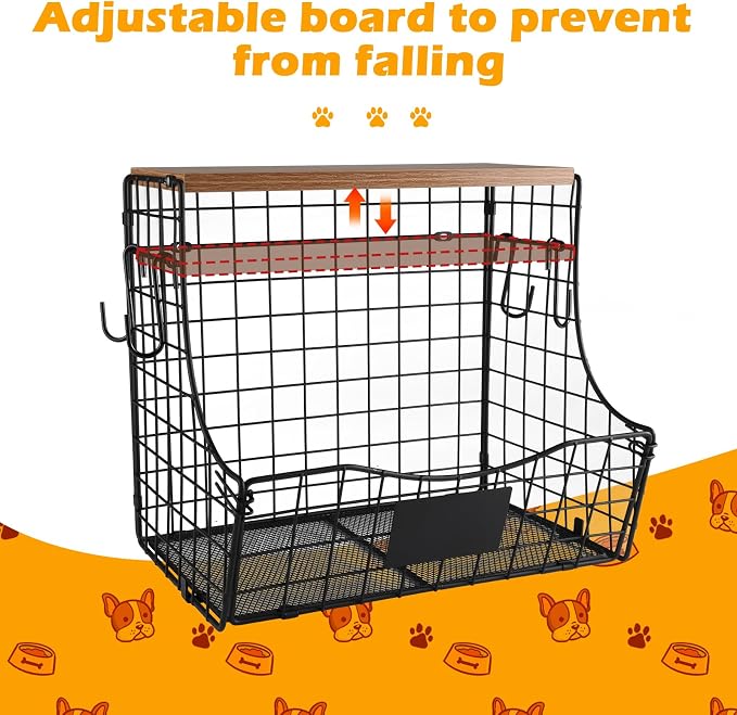 pet supplies wall basket storage storage basket Wall wire basket with Wood Lid Nameplat storage rack multifunctional countertop organizer