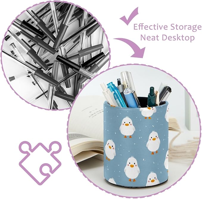 Cute Little Chick Pen Holder, Pencil Cup Marker Brush Holder Desk Storage Case, Desktop Organizer for School Office Home Supplies