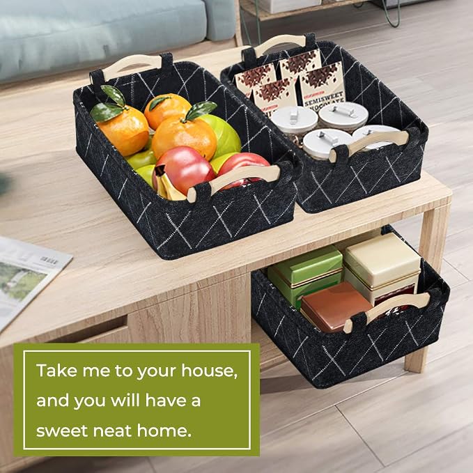 Small Baskets Collapsible Storage Bin Fabric Organizer for Shelves Underwear Socks Bra Towel Toiletry Baby Products Empty Gift Basket Dark GRAY
