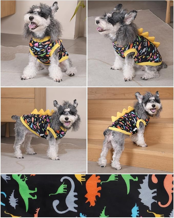 CuteBone Dinosaur Costume Dog Shirt, Stretchy Velvet T-Shirt Clothes for Small Dogs, Soft & Breathable Pet Tee Outfit Cat Apparel for Daily Wear, Cozy Pullover Design Puppy Fashion COSBX01L
