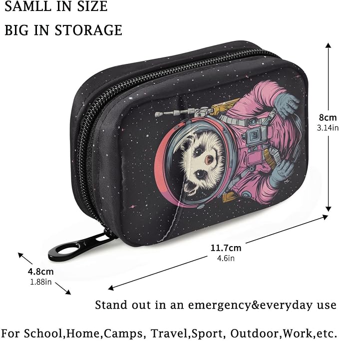 Fustylead Cute Hamster Animal Astronaut Pill Organizers 2 Times A Day Pill Case Bag with Zipper Portable Weekly Pill Dispensers for Vitamin Supplement