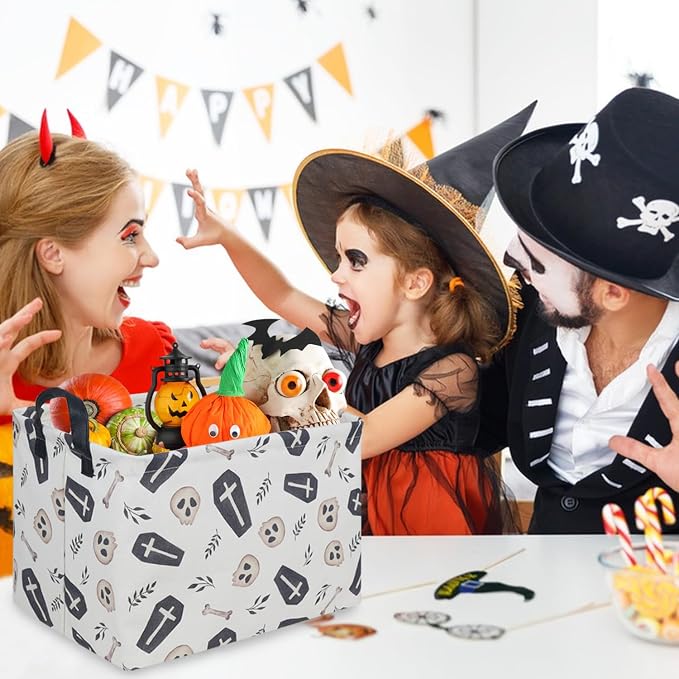 Halloween goth thriller basket,Empty Halloween basket,Gothic home decor,Trick or Treat Basket for Boys and Girls,Waterproof collapsible storage box(Gothic)