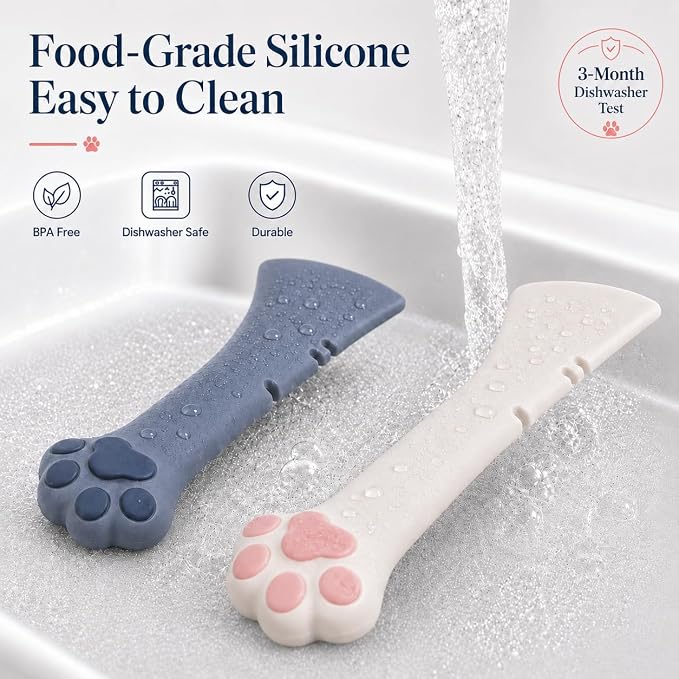 Meow&Woof Cat Wet Food Spoon, Mini Spatula for Pet Canned Food, BPA Free Can Spoons for Animal Feeding, Small Jars Spatulas, Easy Clean Scraper for Dog Food Cans （2 Spoons）