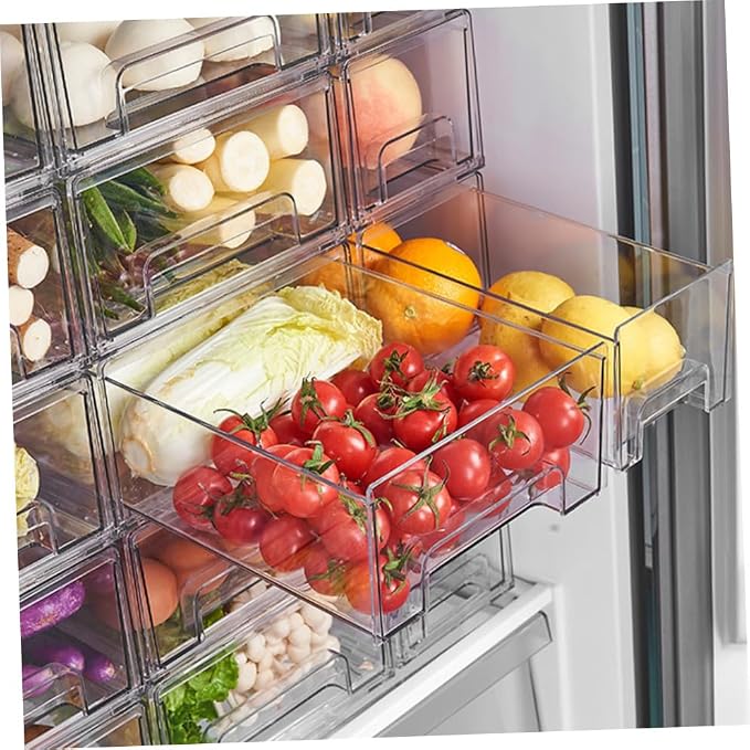 HOMSFOU Fridge Bin Freezer Organizer Bins Retractable Drawer for Cleaning Supplies