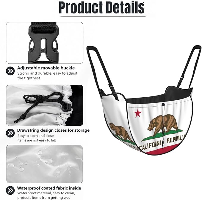 Flag of California Car Seat Organizer-Backseat Storage Bag for Travel | Waterproof Durable. Holds Snacks Gear Essentials. Fits Most Cars.