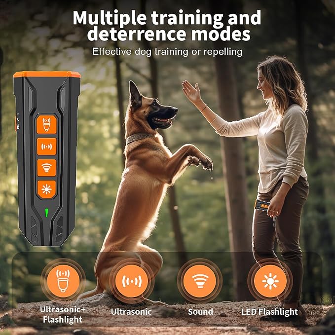 Dog Bark Deterrent Device - Anti-Bark Devices for Dogs,Rechargeable Ultrasonic Dog Bark Deterrent 30Ft Effective Control Range,Safe for Human & Dogs Portable (Black)