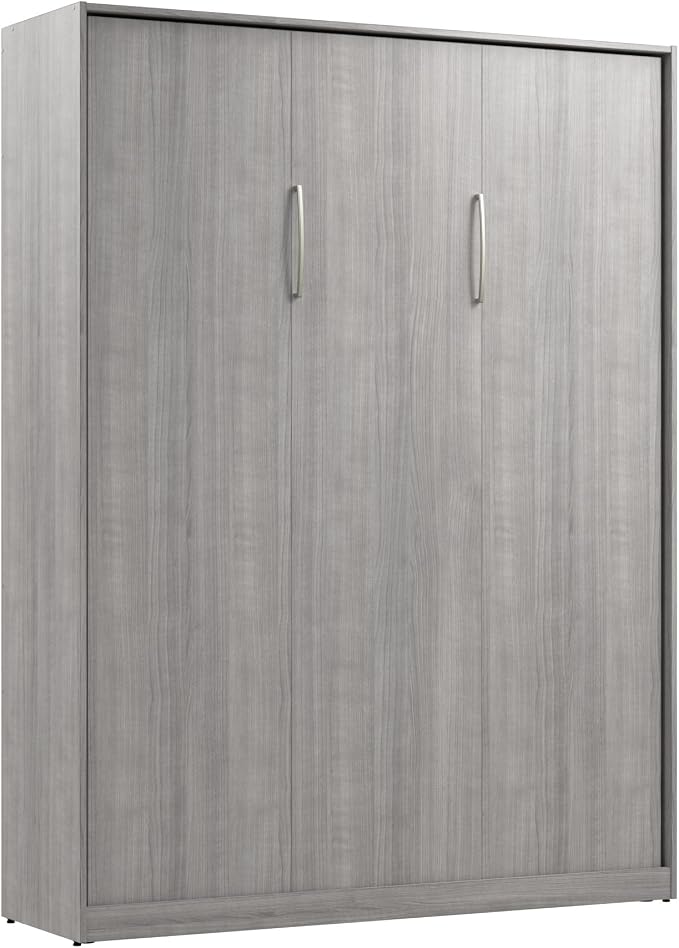 Bestar Queen Murphy Bed, Platinum Gray, Claremont | Dual piston mechanism; for guest room or multipurpose space