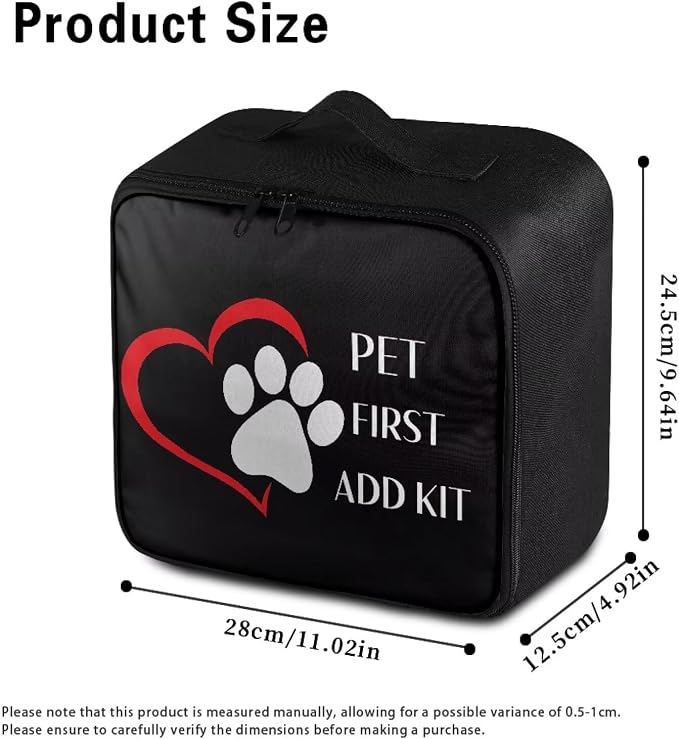 First Aid Kit Bag Pet Paw Hearts Print Empty Medic Bag for Pet Friendly Households and Outdoor Adventures Featuring Wear Resistant Material Breathable Construction Easy Access