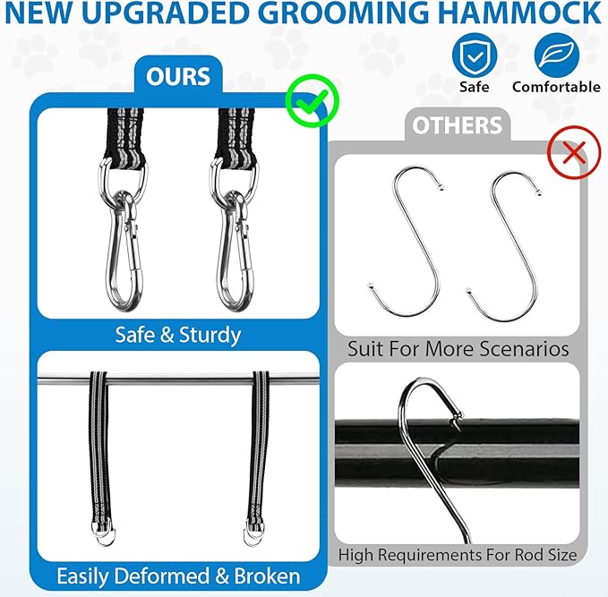 ATESON Pet Grooming Hammock Harness for Medium/Large Dogs Nail Trimming, Dog Sling for Cutting Nails, Dog Hanging Holder Hanger with Nail Clippers, Nail File, Scissors