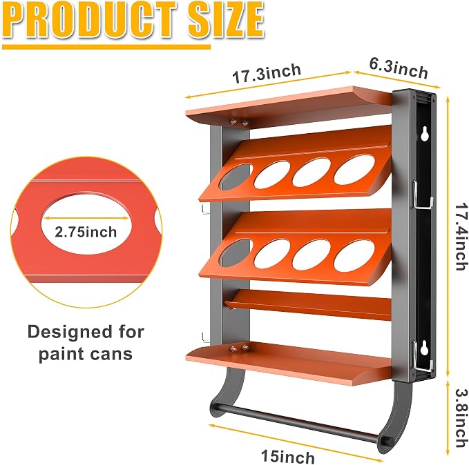 Spray Can Holder Rack, Steel Wall Mounted Spray Bottle Holder | Heavy Duty Garage Tool Utility Storage Rack, Holds 100 lbs