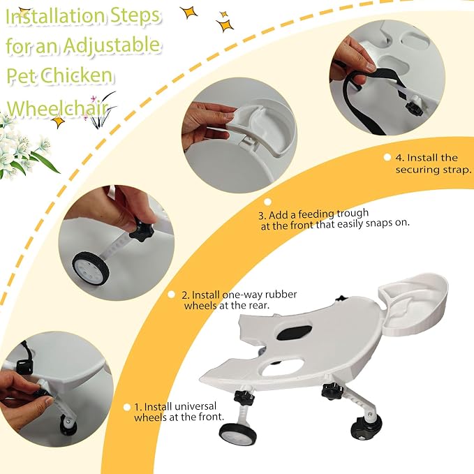 Adjustable Small Scale Pet Chicken Wheelchair,Small Pet Mobility Aid Cart | mall Pet Poultry Mobility Aid Cart, Adjustable Size for Comfortable Use, Supports Injured/Disabled Poultry to Move Freely