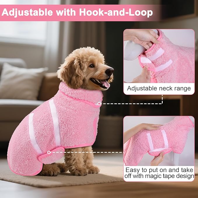 Dog Bathrobe Super Absorbent Dog Towels Large Quick Drying Robes for After Bath Soft Adjustable Warm Keeping Dogs Towel(S-XXL)