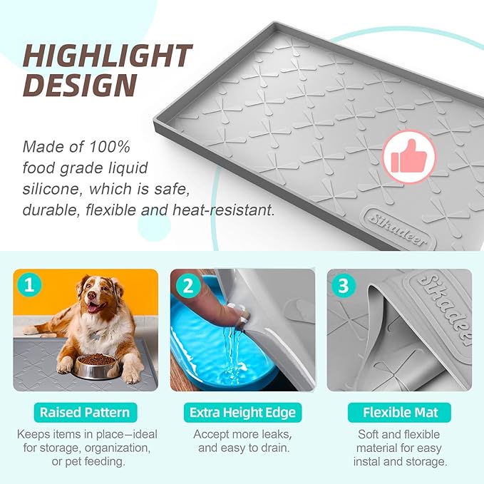 Waterproof Under Sink Mat Silicone 28"x19", Kitchen Cabinet Liner | BPA-Free Silicone Mat with Raised Lip Protects Cabinets from Leaks, Versatile Home Organizer for Bathroom, Pets, Boots, Floor