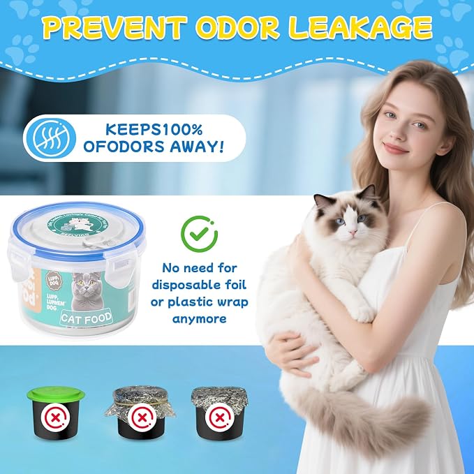REFLYING Canned Cat Food Storage Lids Reusable Airtight Can Cover | Reusable airtight cat food can lids,Keeps wet food fresh,eliminates odor,Includes SUS 304 spoon and can opener