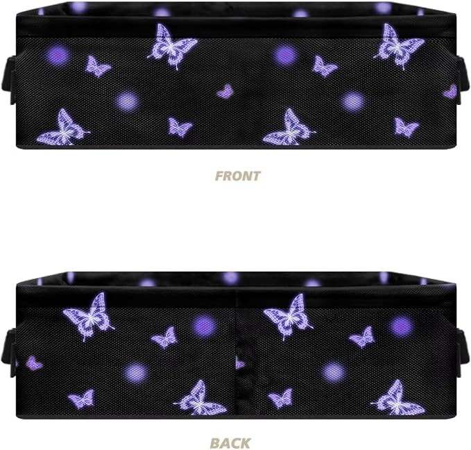 Purple Butterfly Toilet Paper Storage Basket for Back of Toilet Tanks, Decorative Modern Toilet Roll Storage Basket Bathroom Basket for Bedroom Living Room Countertop