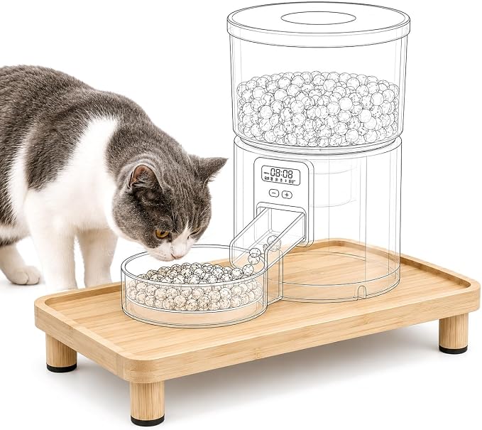 Cat Food Stand, Elevated Cat Feeding Station for Bowls & Feeders