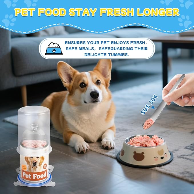 REFLYING Canned Dog Food Storage Lids Reusable Airtight Can Cover | Reusable airtight dog food can lids,Keeps wet food fresh,eliminates odor,Includes SUS 304 spoon and can opener