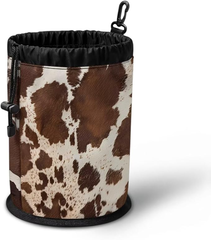 Cow Print Clothespin Bag with Hanging Hook for Clothesline Outdoor Summer Laundry Clothes Pin Holder Portable Pin Storage Organizer for Home Balcony Travel