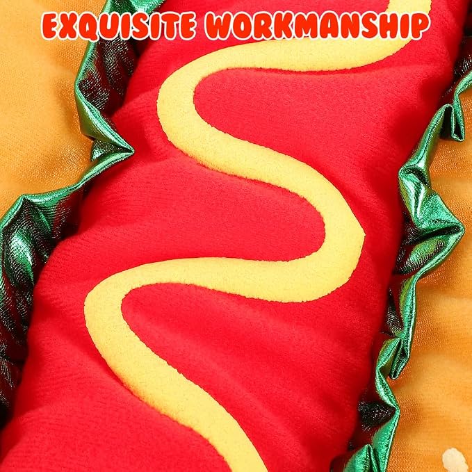 Hot Dog Pet Costume XL, Dog Cat Halloween Hamburger Costume Clothes | Festival Cosplay Apparel for Dogs and Cats, Comfortable Warm Festival Pet Outfit for Holiday Party Decor, Photography Props