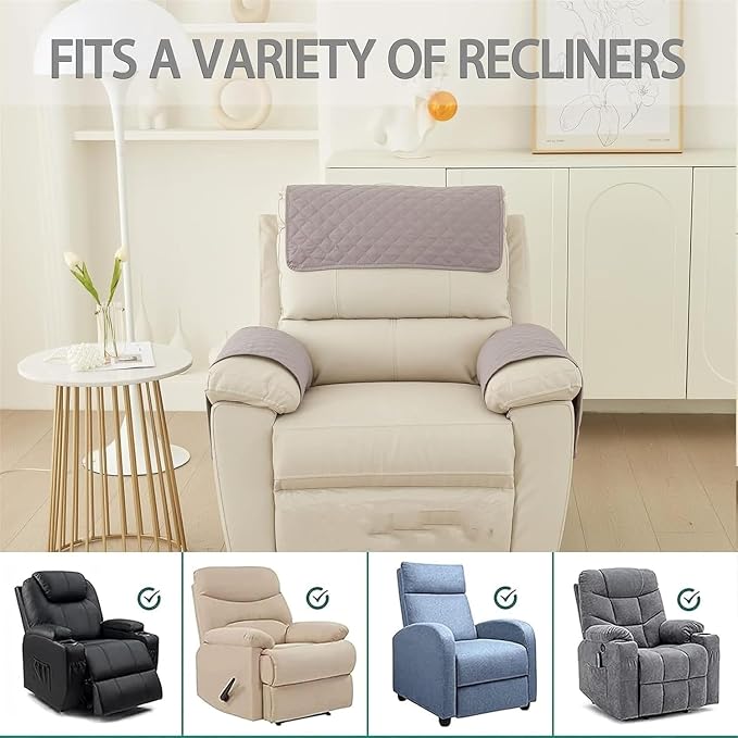 Armrest Covers Armchair Slipcover, Couch Arm Covers Recliner Covers with Storage Pockets Armrest Protector for Chair Sofa(Light Gray,2 Seat | 4 Piece Set)