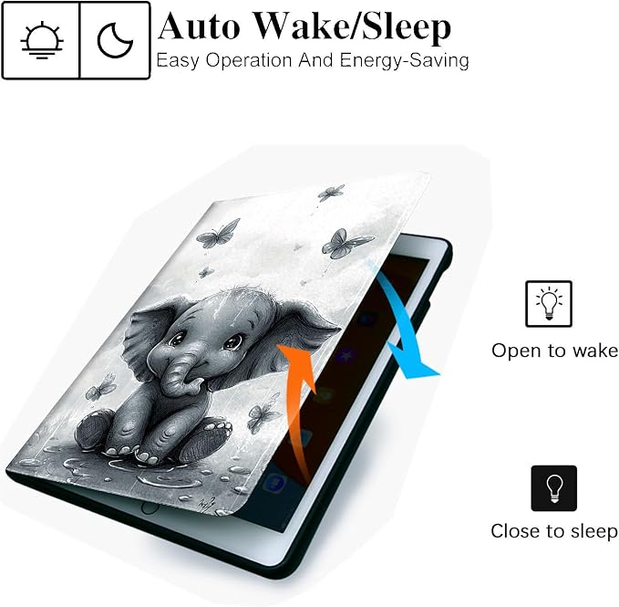 for Microsoft Surface Pro 8-13" 2021 Tablet Case,Auto Wake/Sleep,Adjustable Stand Protective Cover - Cute Elephant