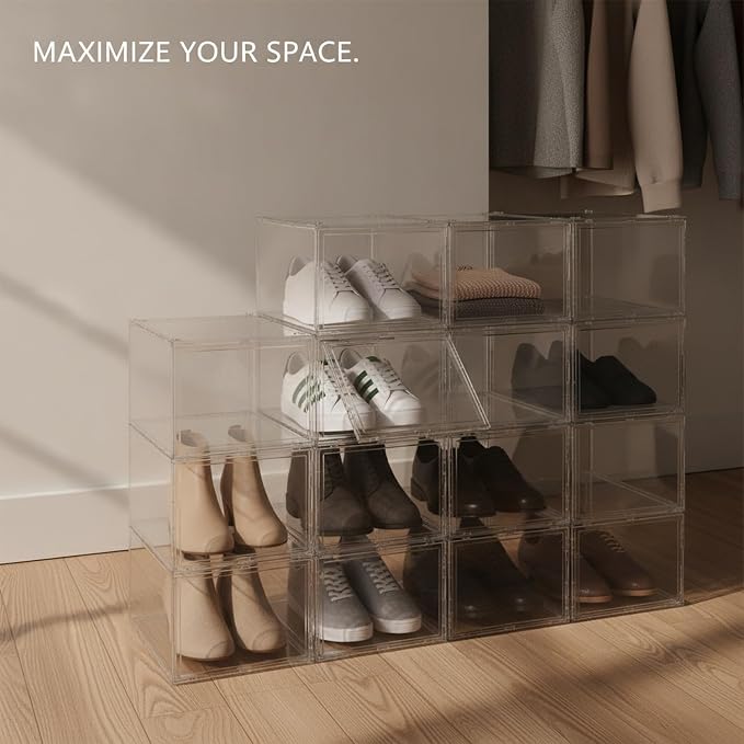 Closet & Under-Bed Organizer: Clear Stackable PET Storage Box with Front Drop Lid, Transparent Container for Accessories and Items (1 Pack)