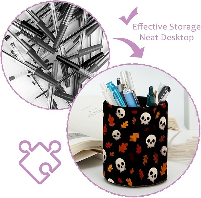 Skull Pen Holder, Pencil Cup Marker Brush Holder Desk Storage Case, Desktop Organizer for School Office Home Supplies
