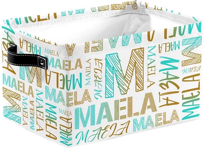 Foldable Personalized Storage Box for Boys Girls with Name Waterproof Kids Custom Storage Bin Baskets Cube Boxes Organizer with Handles for Organizing Shelf Closet, 1 Pack