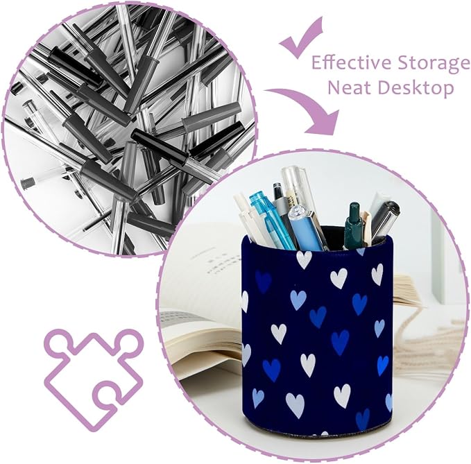 Love Heart Pen Holder, Pencil Cup Marker Brush Holder Desk Storage Case, Desktop Organizer for School Office Home Supplies
