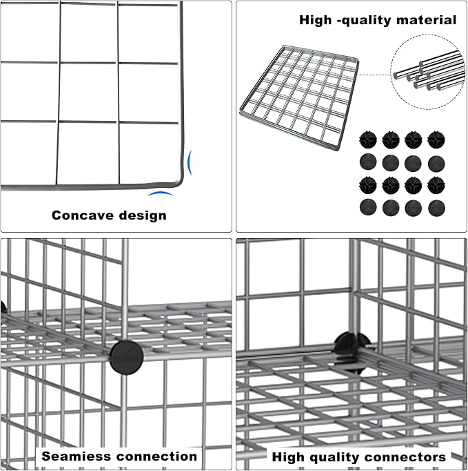 C&AHOME Wire Cube Storage, 6 - Cube Organizer Metal C Grids, Silver Gray | Modular Shelves Units, Closet Organizer, Storage Bins Shelving, Ideal for Home, Office, Living Room