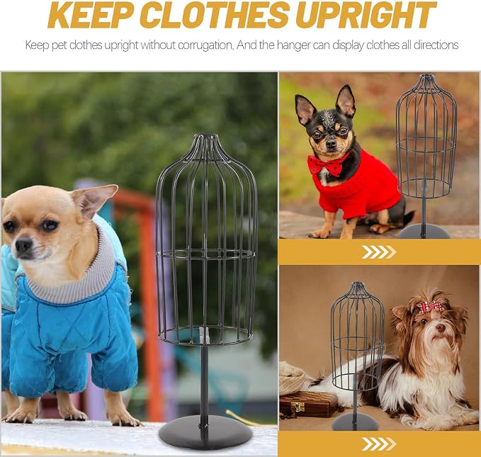 ARTIBETTER Black Iron Clothes Display Rack for Dogs and Cats Portable Pet Clothing Hanger with Unique Design and Simple Shape Suitable for Indoor and Outdoor Use