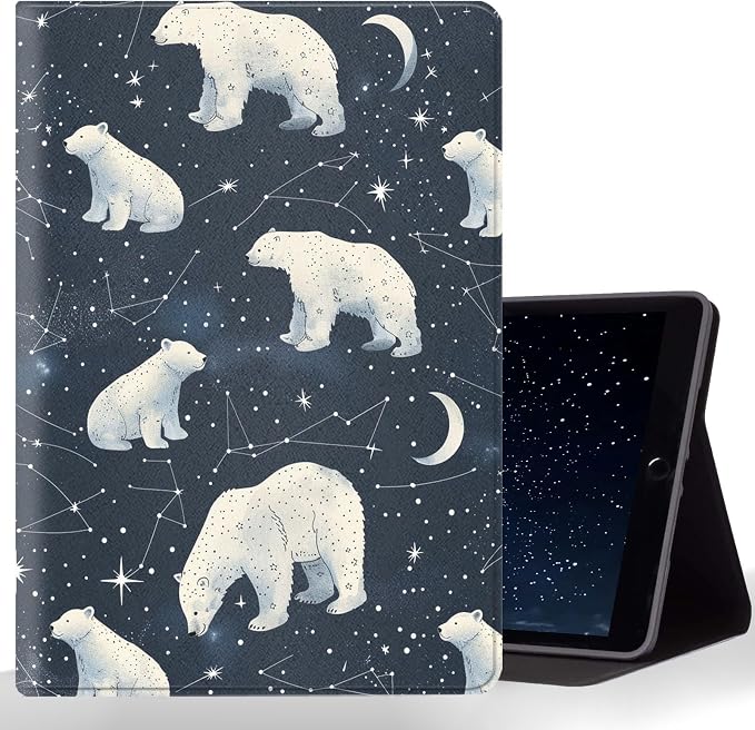 Tablet Case for iPad (9.7-Inch, 2018/2017 Model, 6th/5th Generation),Shockproof Protective Cover with Stand,Auto Wake/Sleep,Polar Bear Starry Sky